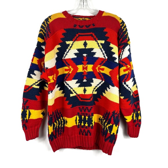 Tommy Hilfiger Other - Tommy Hilfiger Handmade Vintage 1990s Surplus Style Red Chunky Knit Sweater